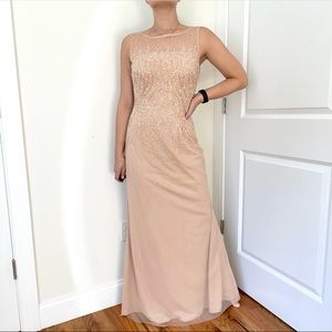 JS Collections Beaded Mesh Sleeveless Gown